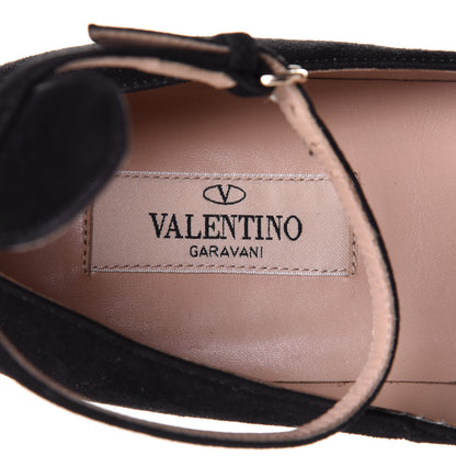 Valentino Garavani Suede Ankle Strap Ballerina Flats 38 Black 9 of 11