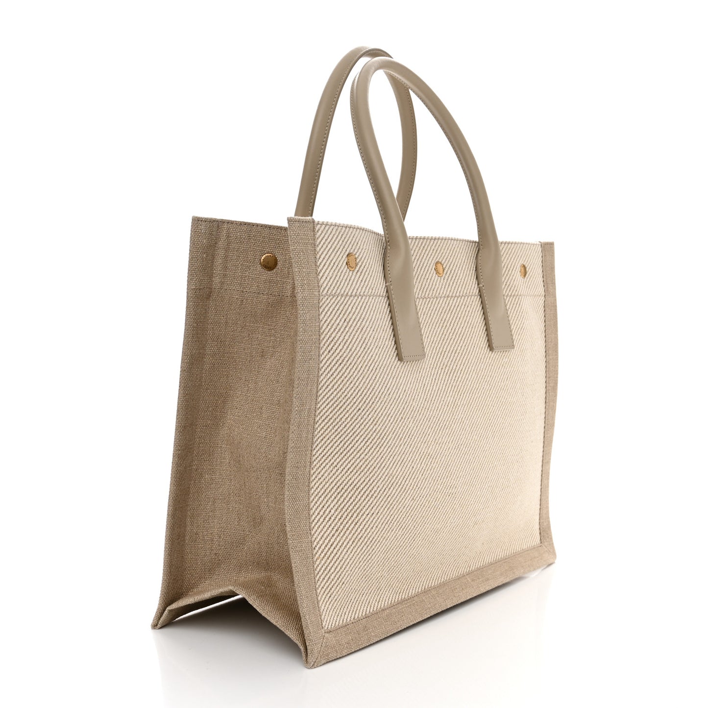 Linen Calfskin Small Rive Gauche Tote Beige Sea Salt