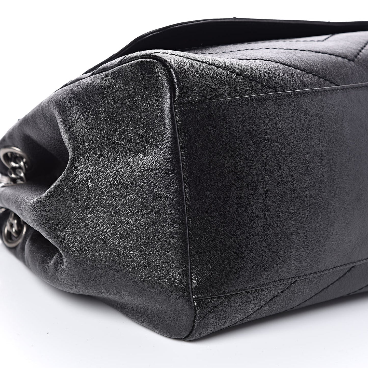Vintage Lambskin Chevron Monogram Medium Nolita Black
