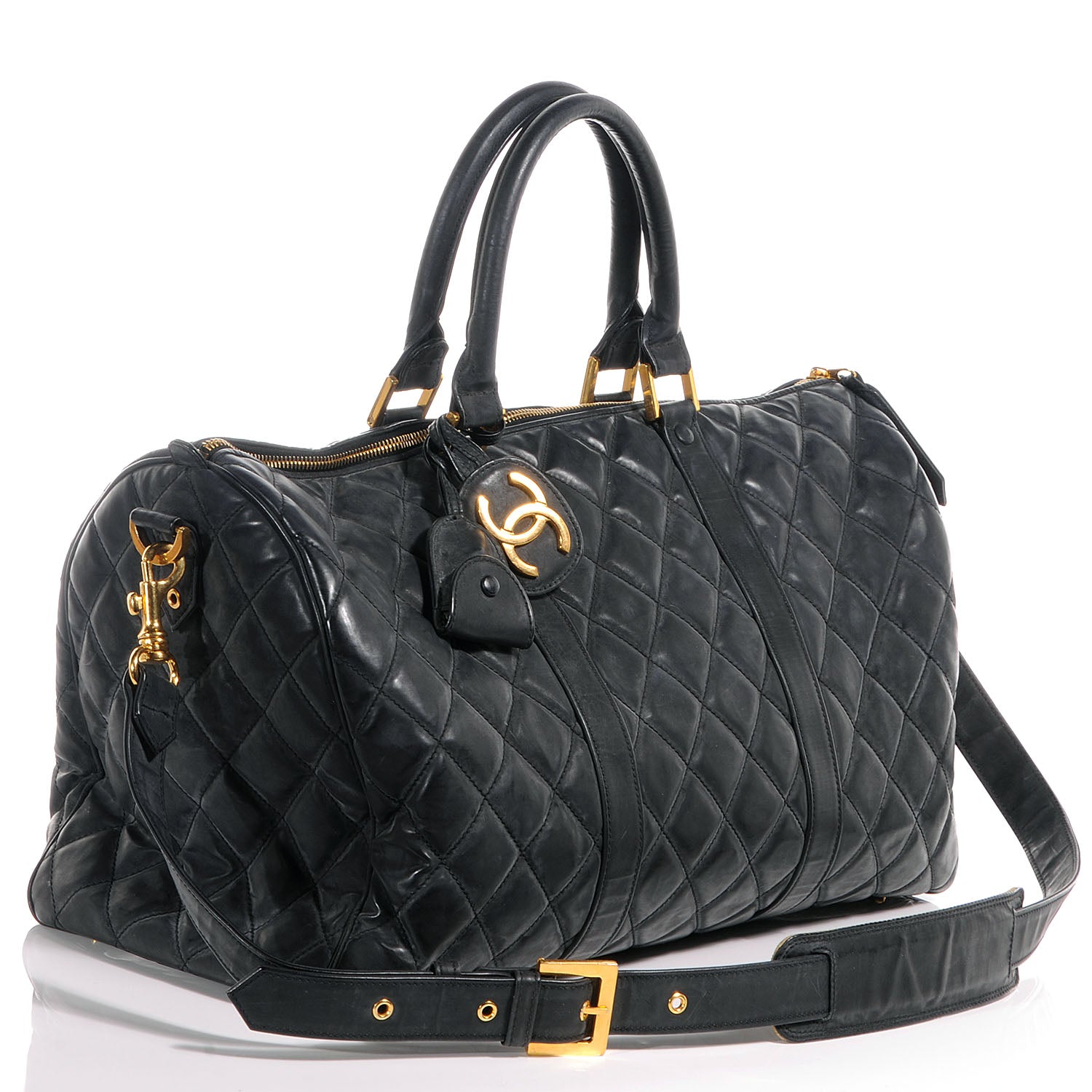 Chanel Quilted Vinyl Large Boston Black 3 of 9
