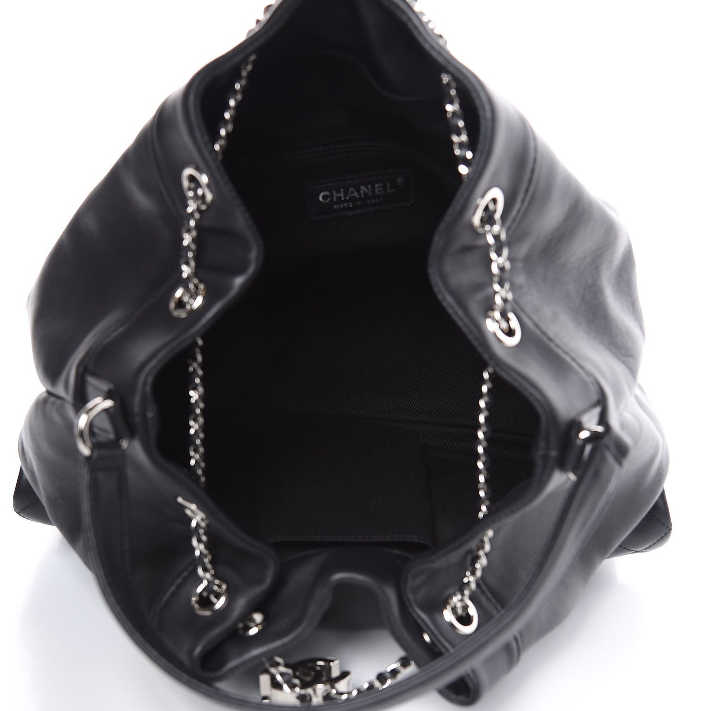 Lambskin Quilted Backpack Pocket Black