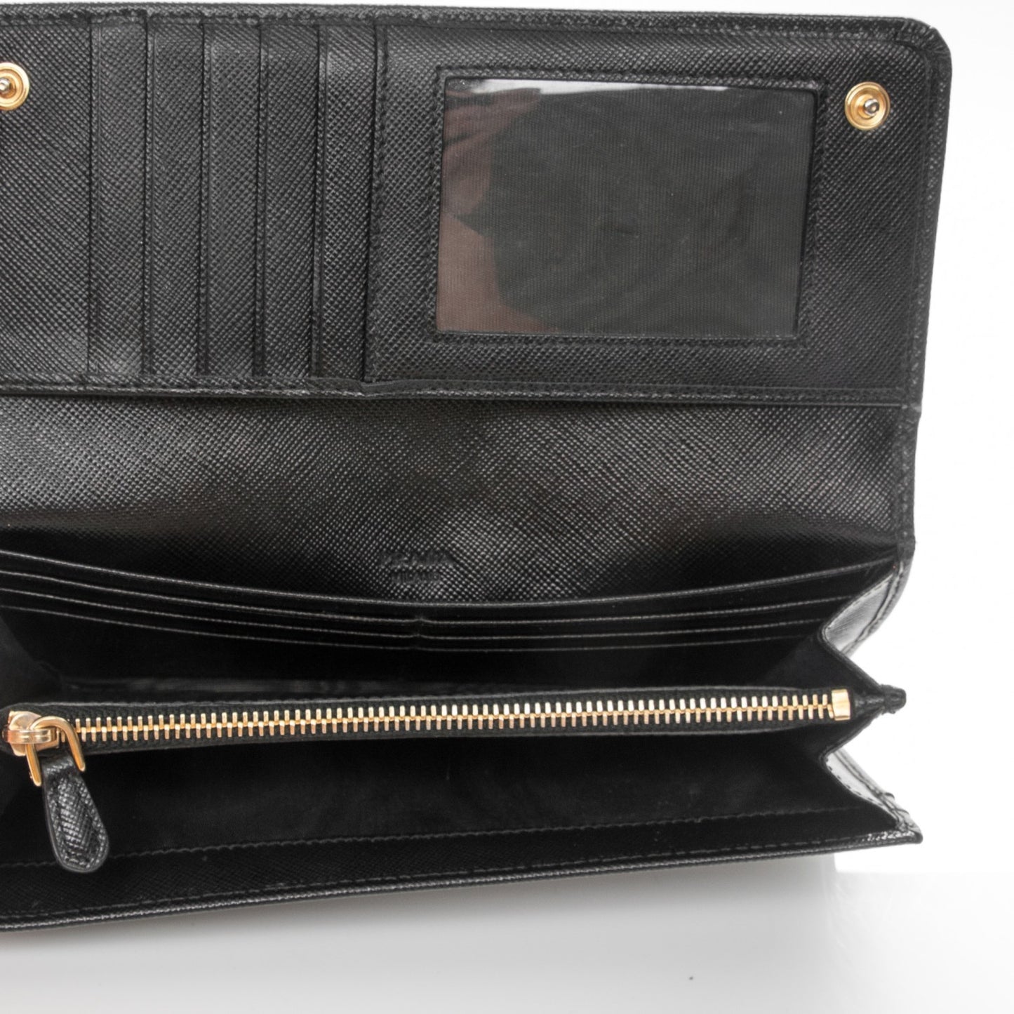 Saffiano Metal Continental Flap Wallet Nero Black