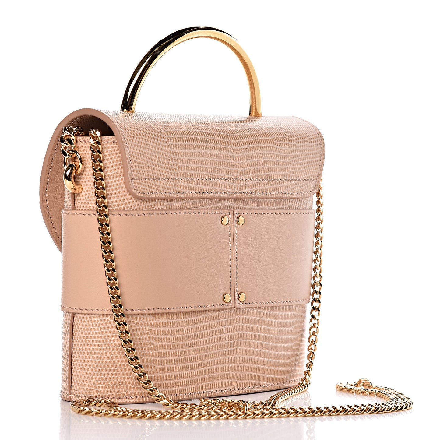 Calfskin Lizard Embossed Small Aby Lock Delicate Pink