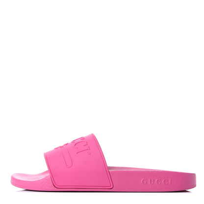 Gucci Rubber Logo Stamped Mens Slide Sandals 9 Fuchsia 1 of 10