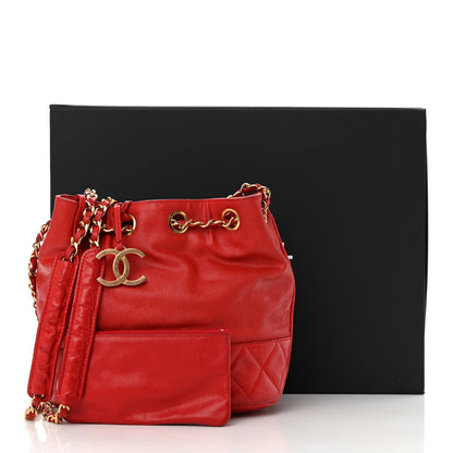 Chanel Lambskin CC Drawstring Shoulder Bag Red 20 of 20