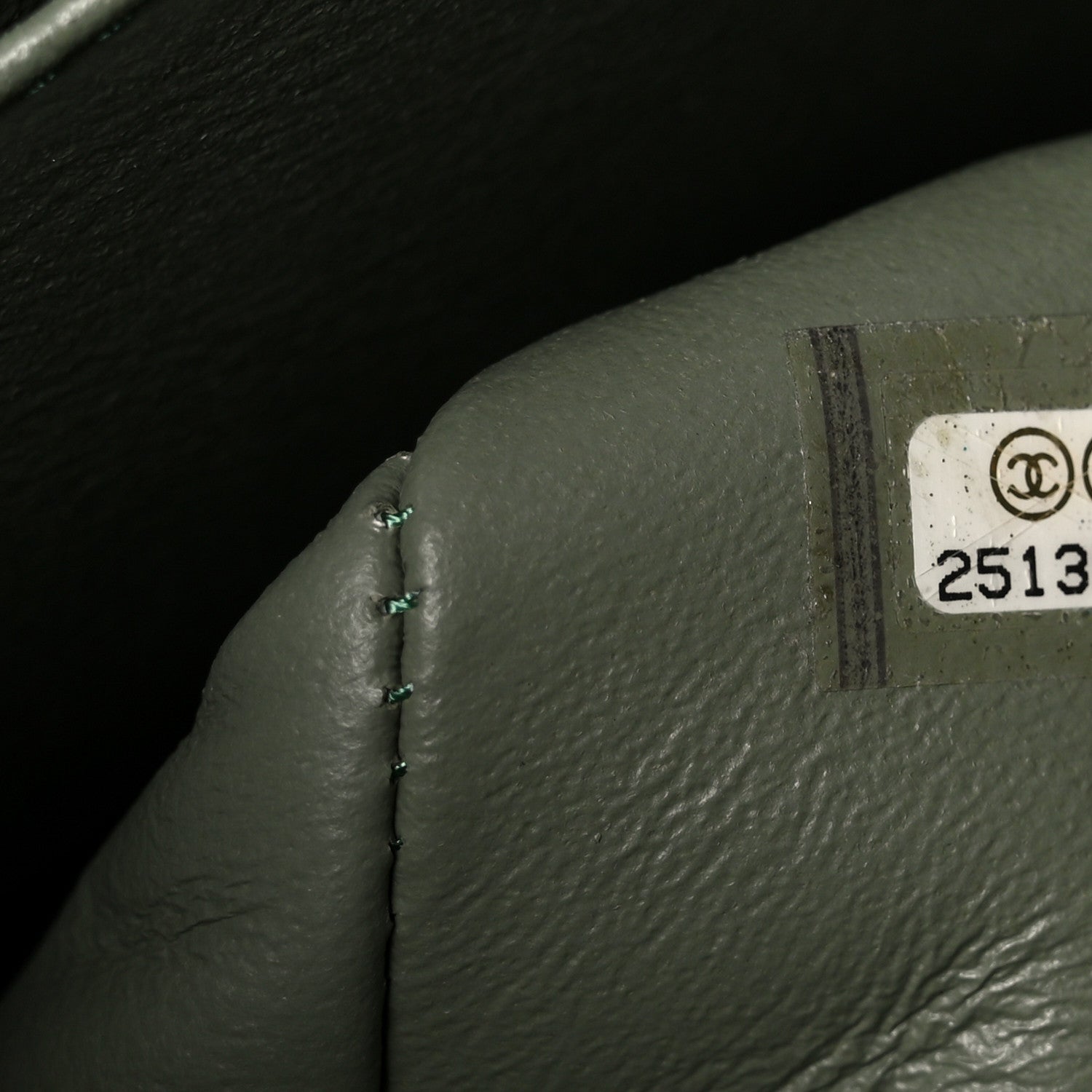 Chanel Caviar Chevron Quilted Jumbo Double Flap Green 8 of 11