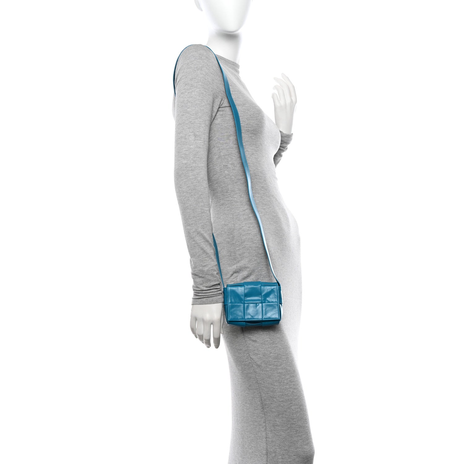 Bottega Veneta Paper Calfskin Maxi Intreccio Extra Mini Cassette Crossbody Bag Blue 2 of 11