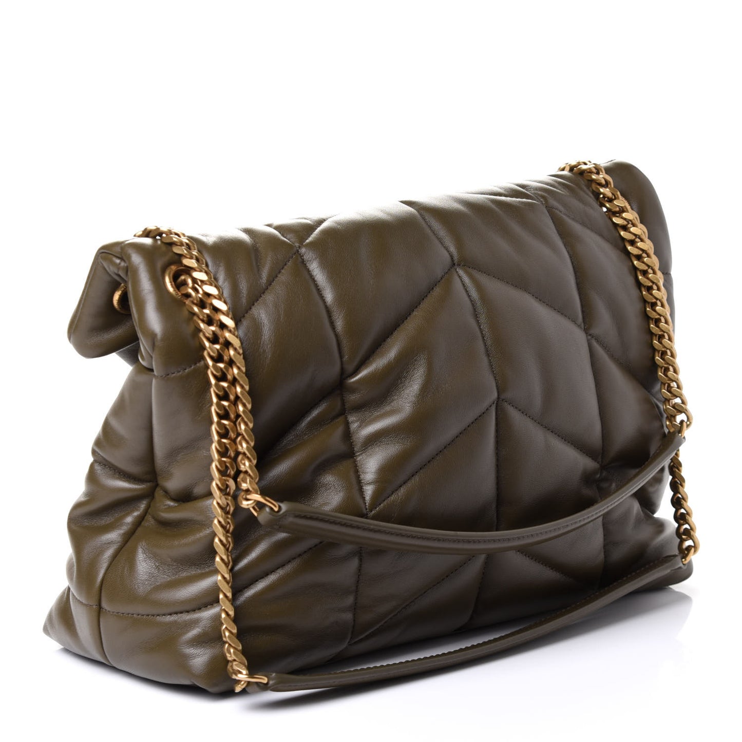Lambskin Quilted Medium Loulou Puffer Monogram Chain Satchel Seaweed