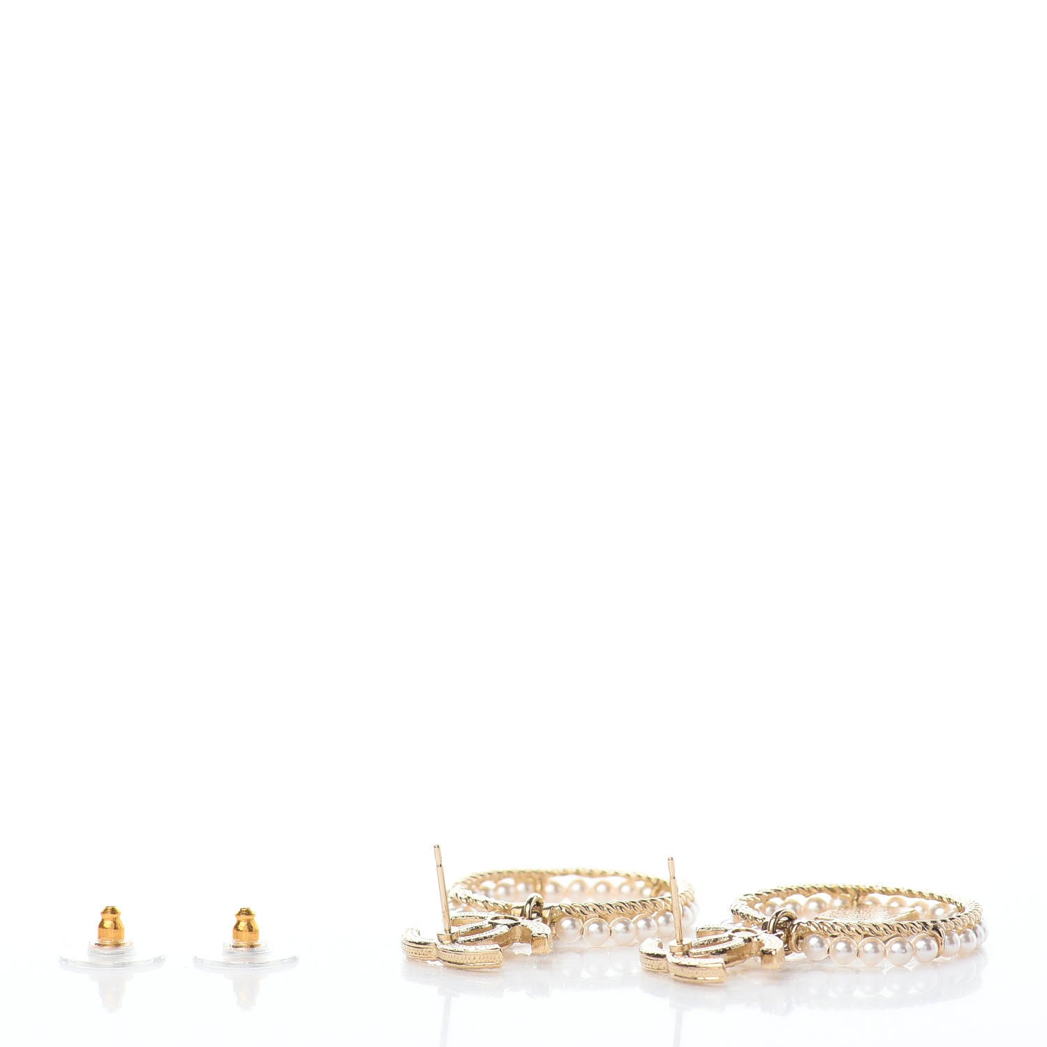 Chanel Crystal Pearl Chanel Charms CC Drop Earrings Gold 3 of 7