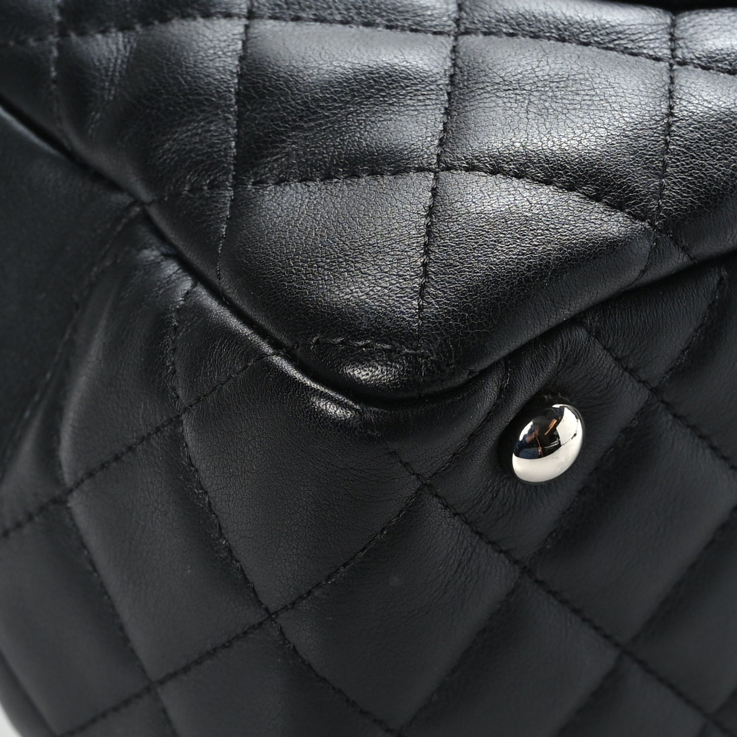 Calfskin Quilted Large Cambon Bowler Black