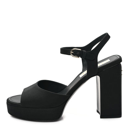 Chanel Grosgrain Platform Sandals 39 Black 1 of 11