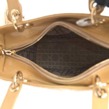 Christian Dior Patent Cannage Medium Lady Dior Beige 4 of 10