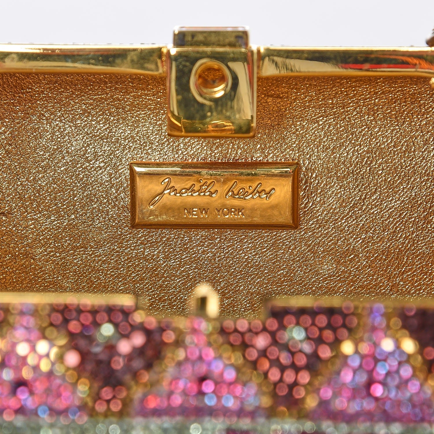 Judith Leiber Swarovski Crystal Flower Minaudiere Clutch Gold 7 of 10