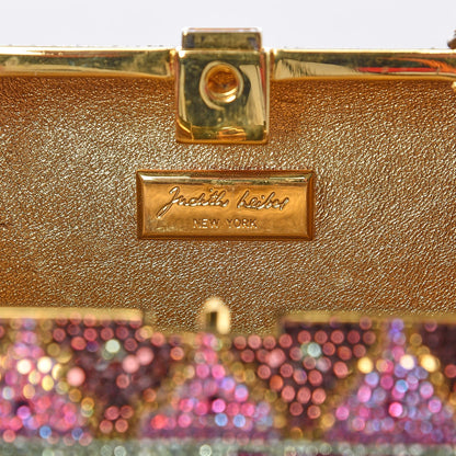 Judith Leiber Swarovski Crystal Flower Minaudiere Clutch Gold 7 of 10