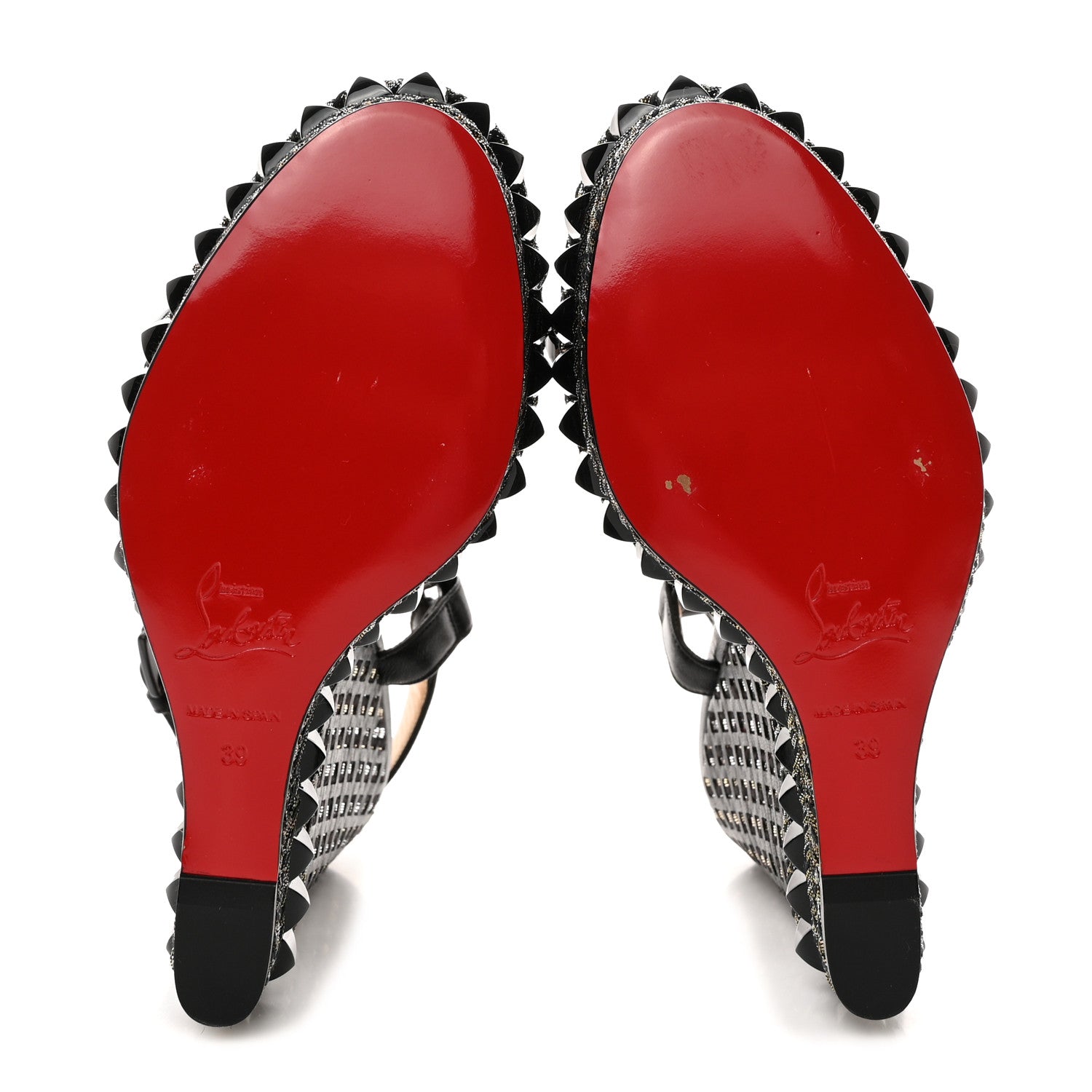 Christian Louboutin Nappa Lame Cataclou 140 Wedge Sandals 39 Black 5 of 8