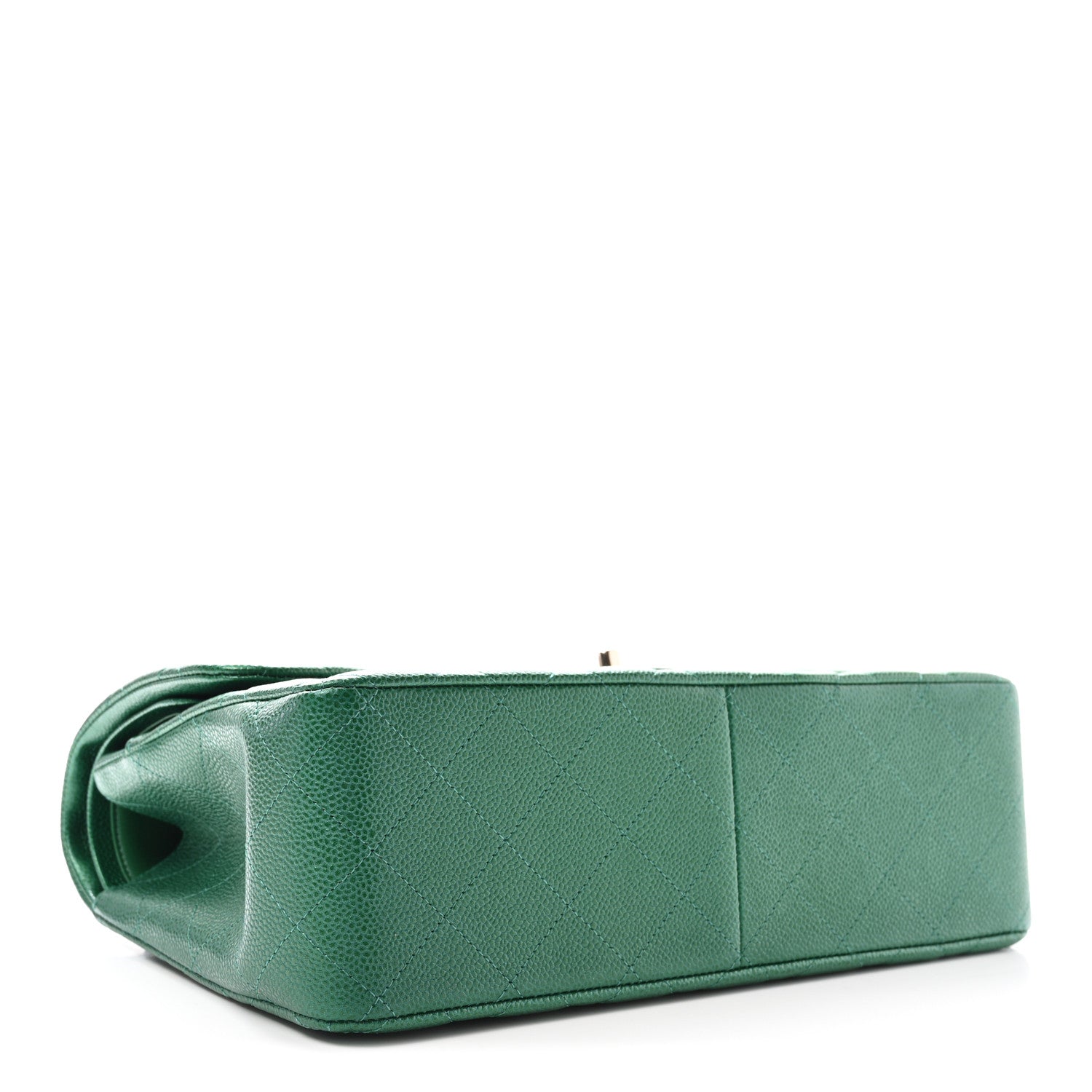 Chanel Metallic Caviar Quilted Jumbo Double Flap Green 4 of 10