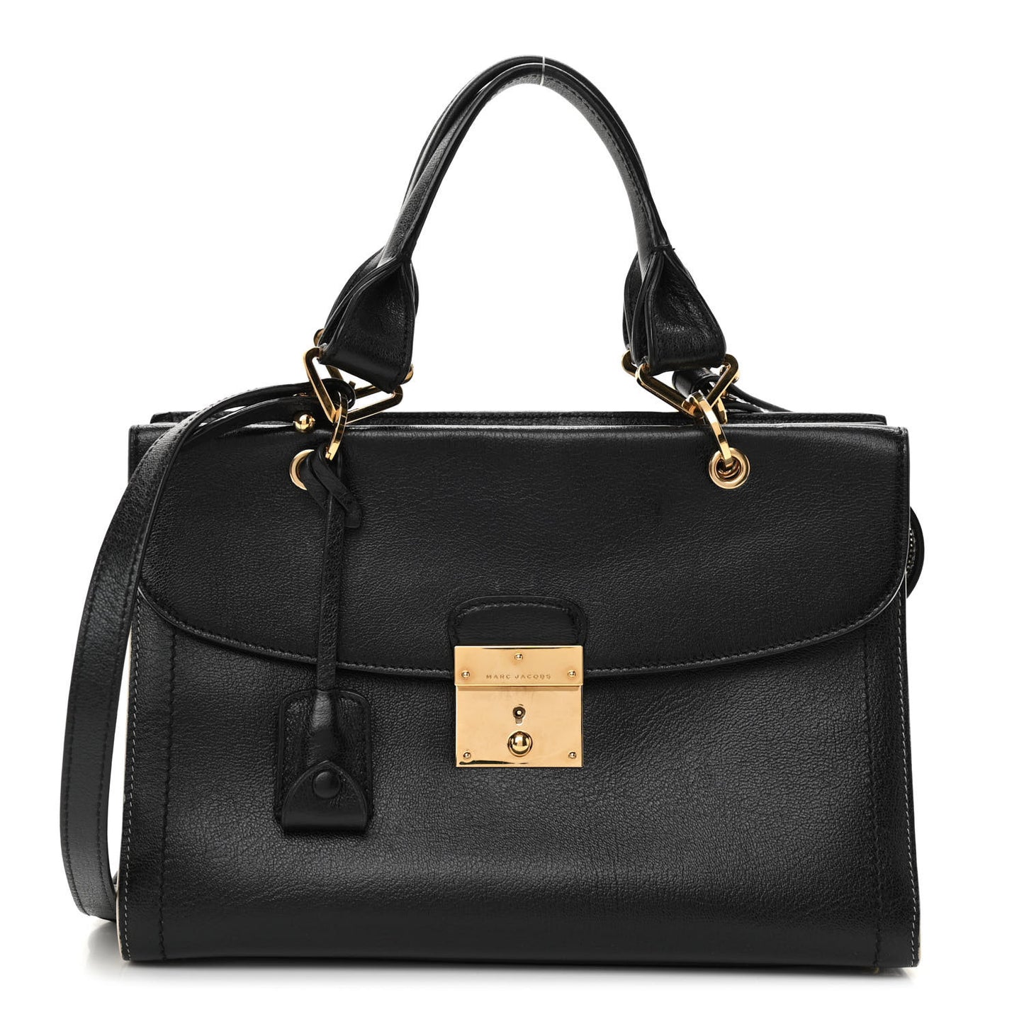 Textured Calfskin Satchel Black
