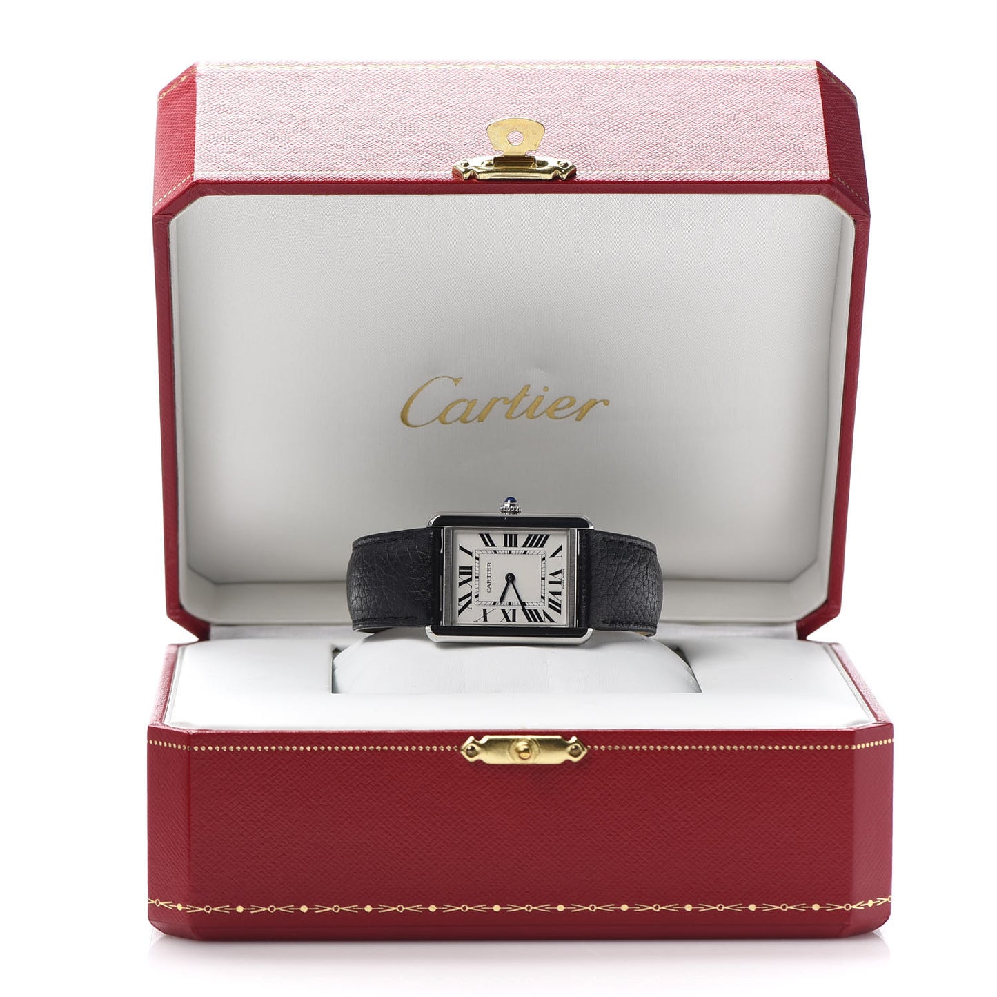 Stainless Steel Calfskin 27mm Tank Solo Quartz Watch