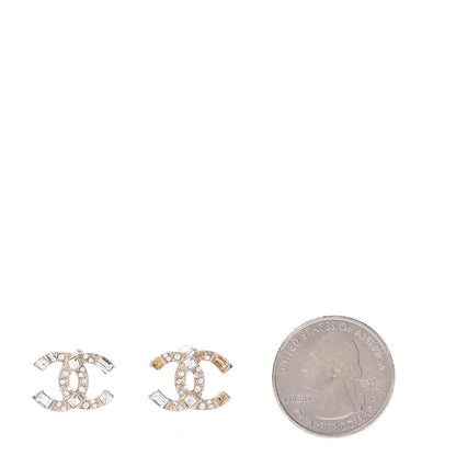 Chanel Crystal Baguette CC Earrings Gold 2 of 5