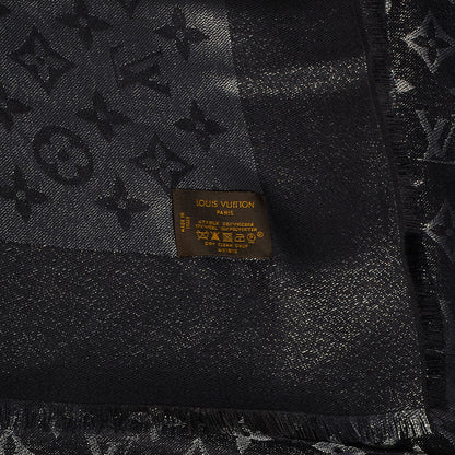 Louis Vuitton Silk Lurex Wool Monogram Shine Shawl Black 5 of 5