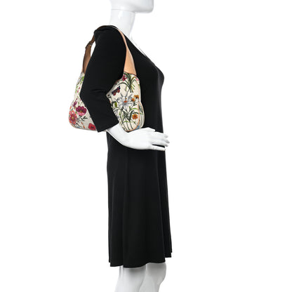 Gucci Canvas Beaded Floral Flora Small Jackie O Hobo White 2 of 17
