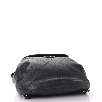 Chanel Grained Calfskin Stitched Flap Drawstring Backpack Black 4 of 8