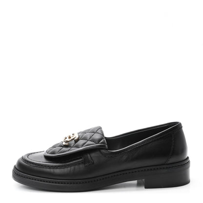 Chanel Lambskin Quilted CC Turnlock Loafers 37 Black 1 of 11