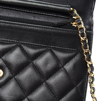 Chanel Lambskin Quilted Wallet On Chain WOC Black 8 of 13