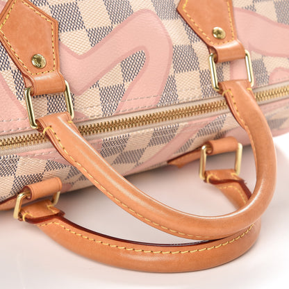 Louis Vuitton Damier Azur Tahitienne Speedy Bandouliere 30 Rose Ballerine 12 of 19