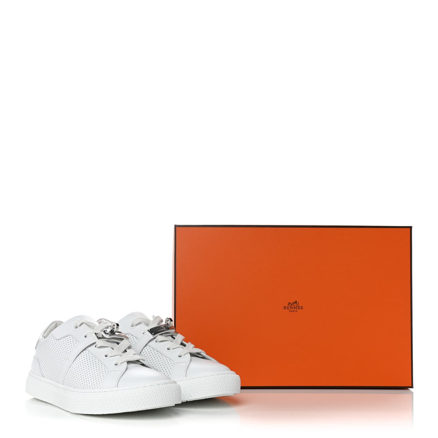 Calfskin Perforated Day Sneakers 36.5 White