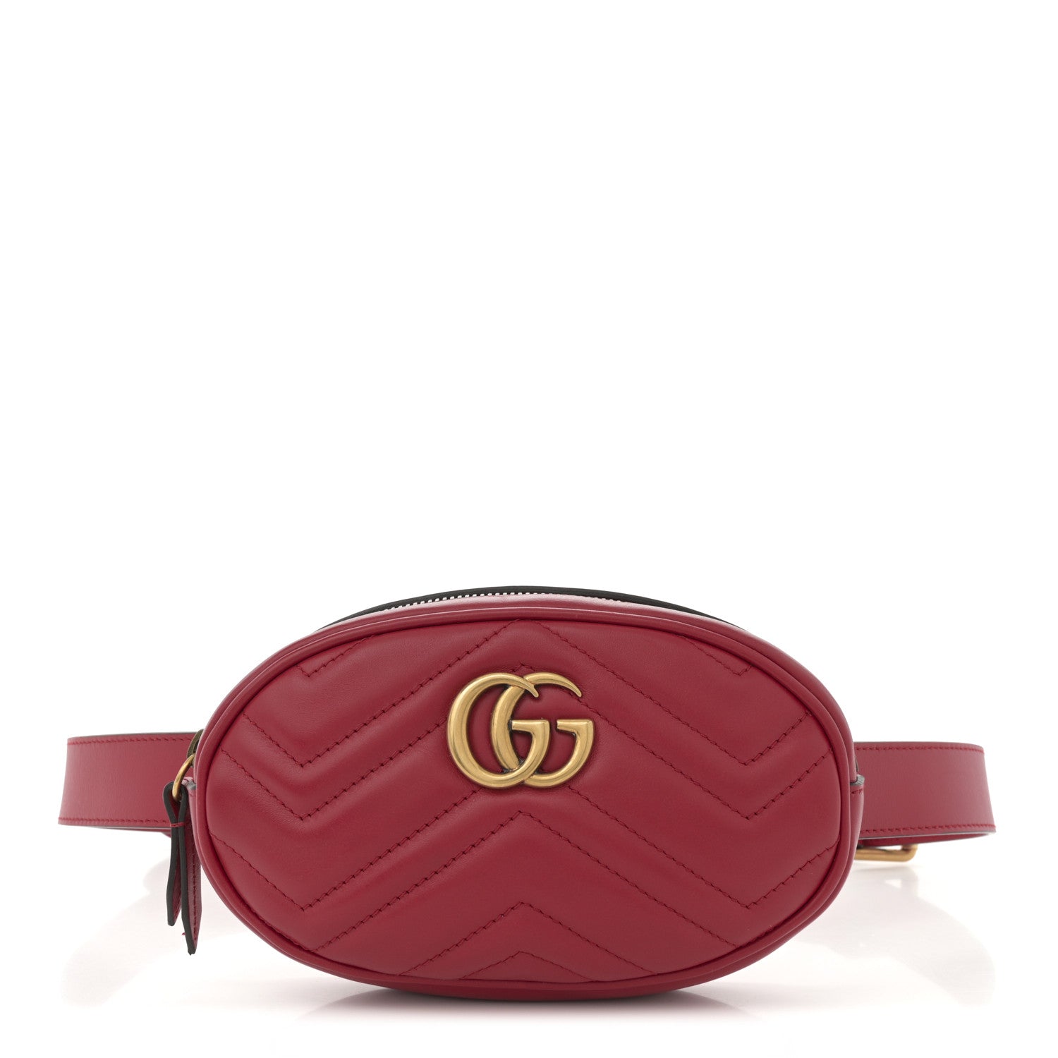 Gucci Calfskin Matelasse GG Marmont Belt Bag 95 38 Hibiscus Red 1 of 11