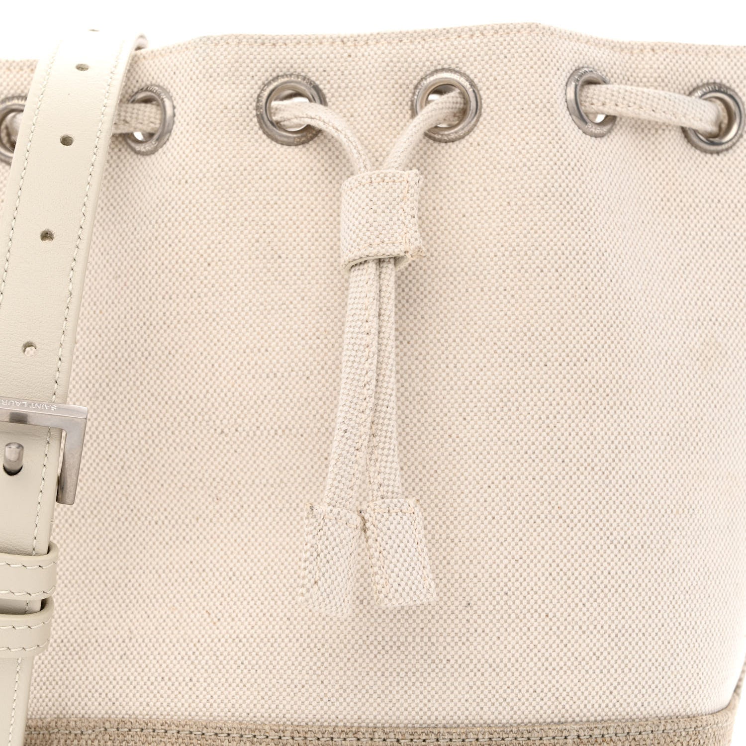 Saint Laurent Canvas Mini Chevron Bucket Bag Grigio 8 of 11