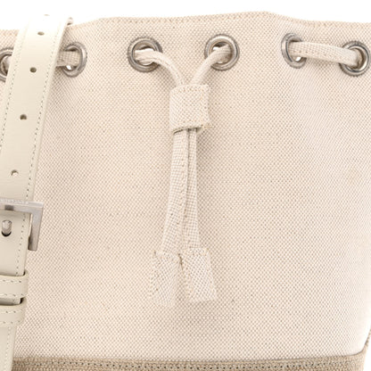Saint Laurent Canvas Mini Chevron Bucket Bag Grigio 8 of 11