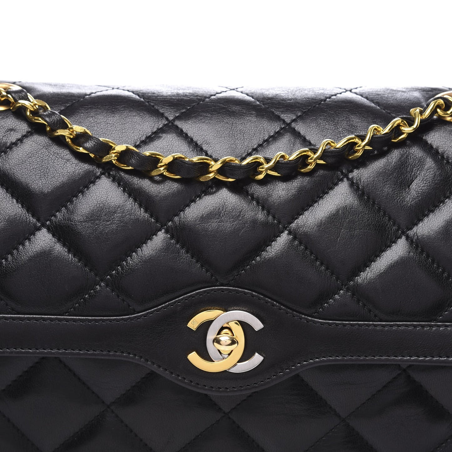 Lambskin Quilted Medium Double Flap Black