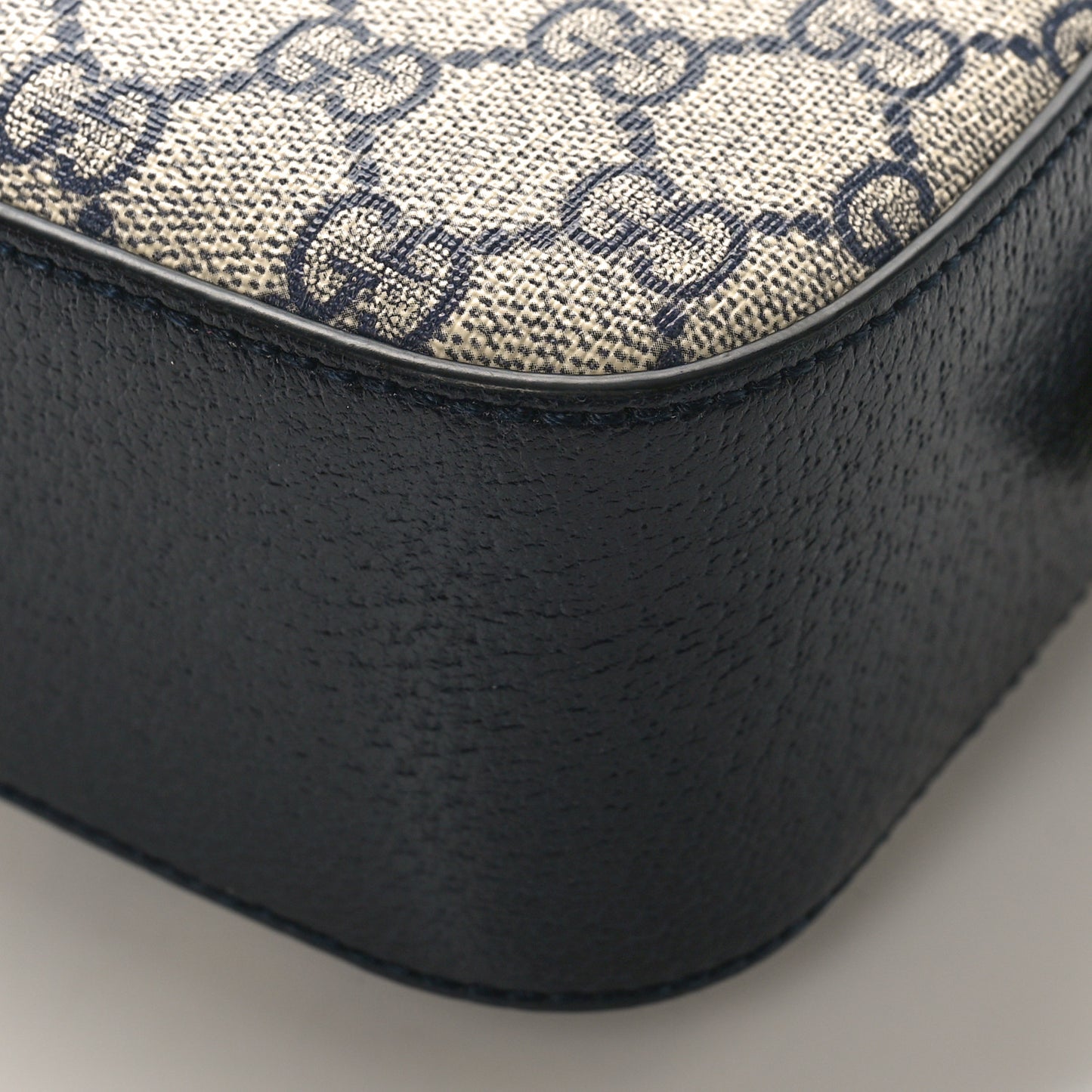 GG Supreme Monogram Textured Dollar Calfskin Web Small Ophidia Camera Bag Beige Blue
