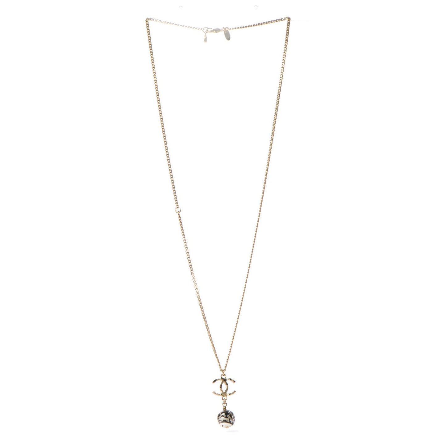 Pearl CC Drop Necklace Gold Black