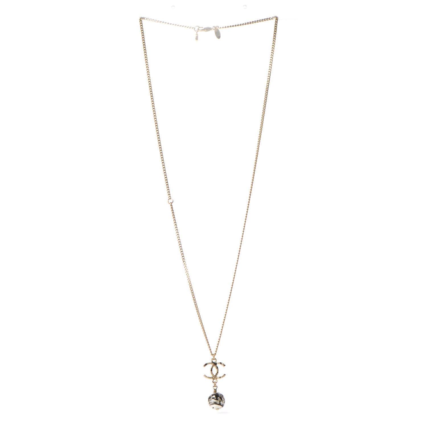 Chanel Pearl CC Drop Necklace Gold Black 3 of 5