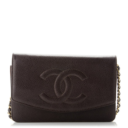 Chanel Caviar Timeless CC Wallet On Chain WOC Dark Brown 1 of 9