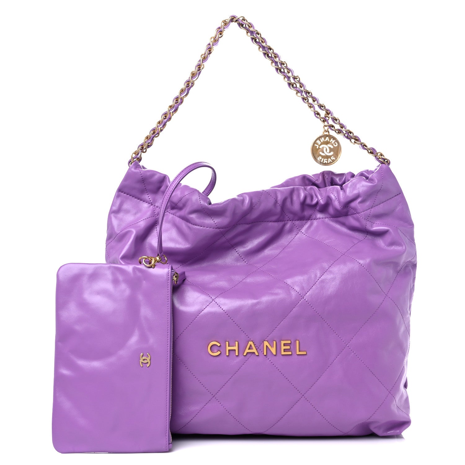 Chanel Shiny Calfskin Quilted Chanel 22 Purple 1 of 10