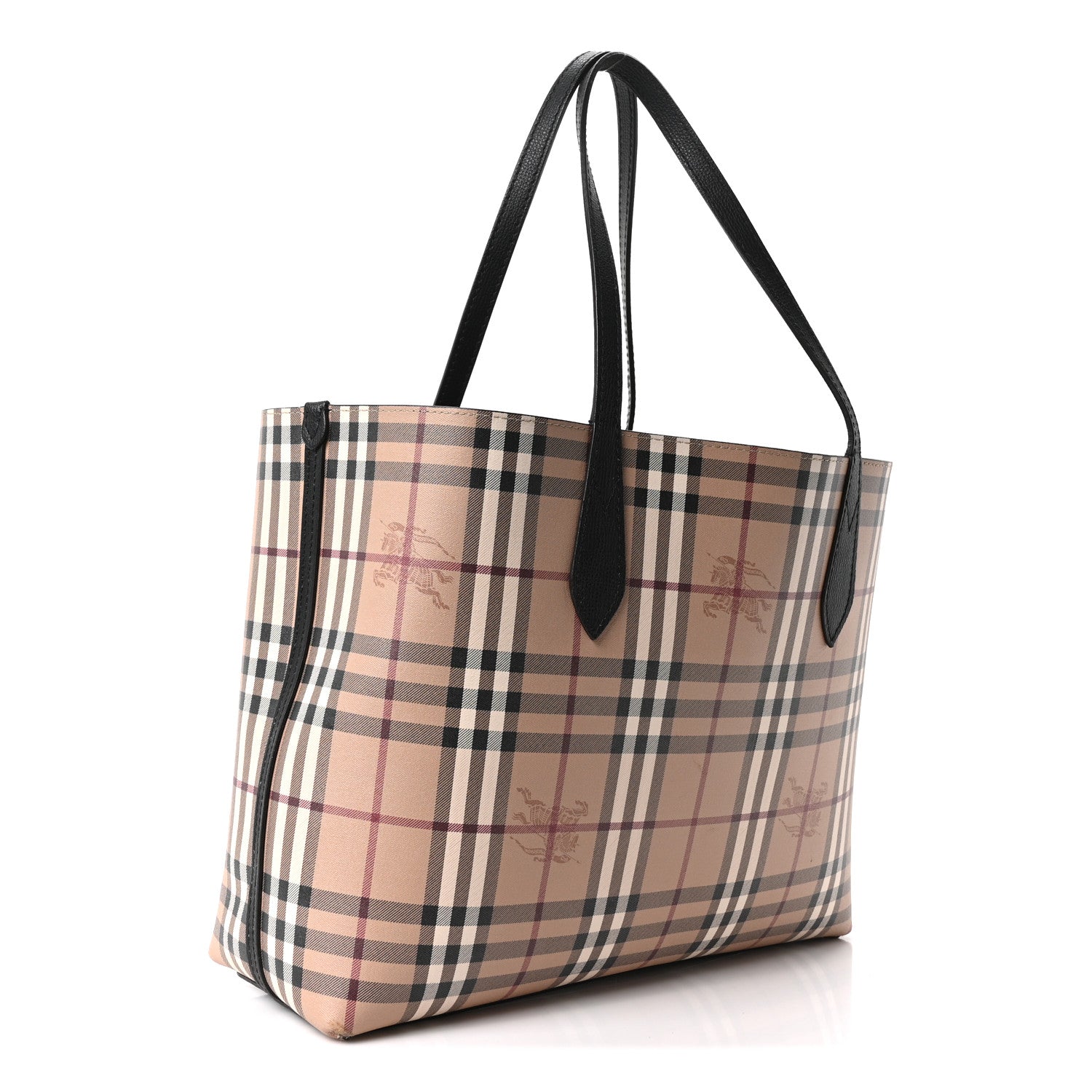 Burberry Grainy Calfskin Haymarket Check Medium Reversible Tote Black 11 of 15