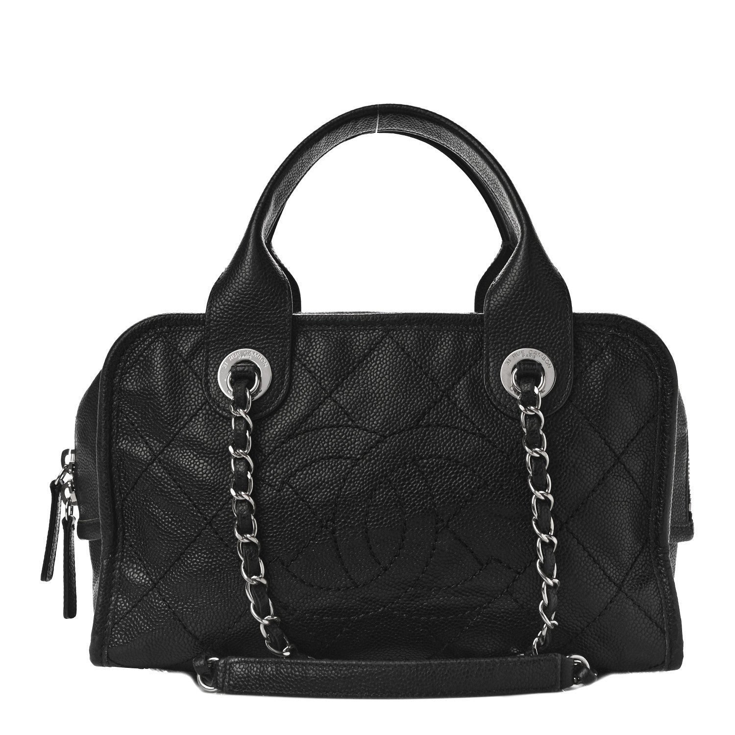 Chanel Caviar Quilted Small Deauville Bowling Bag Black 1 of 16