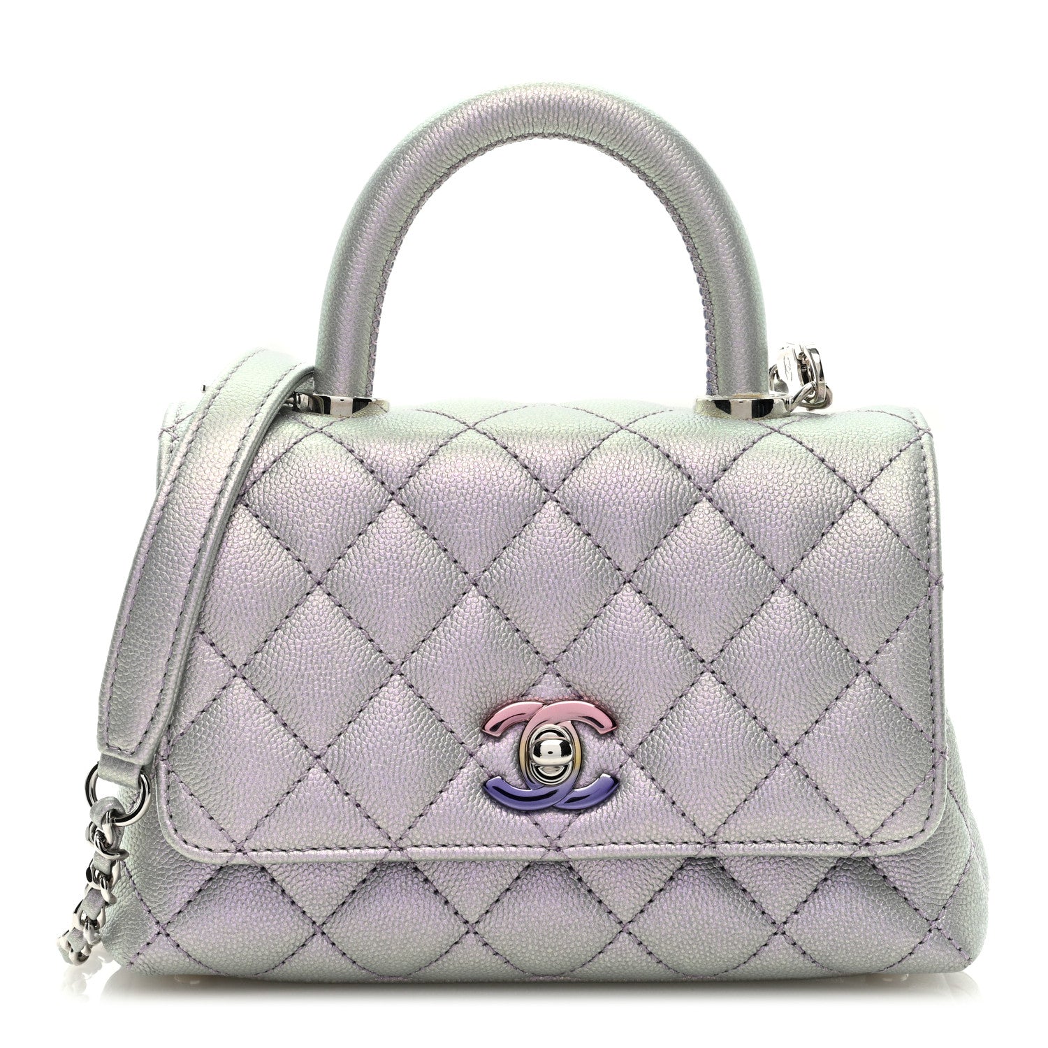 Chanel Iridescent Caviar Quilted Extra Mini Coco Handle Flap Purple 1 of 9