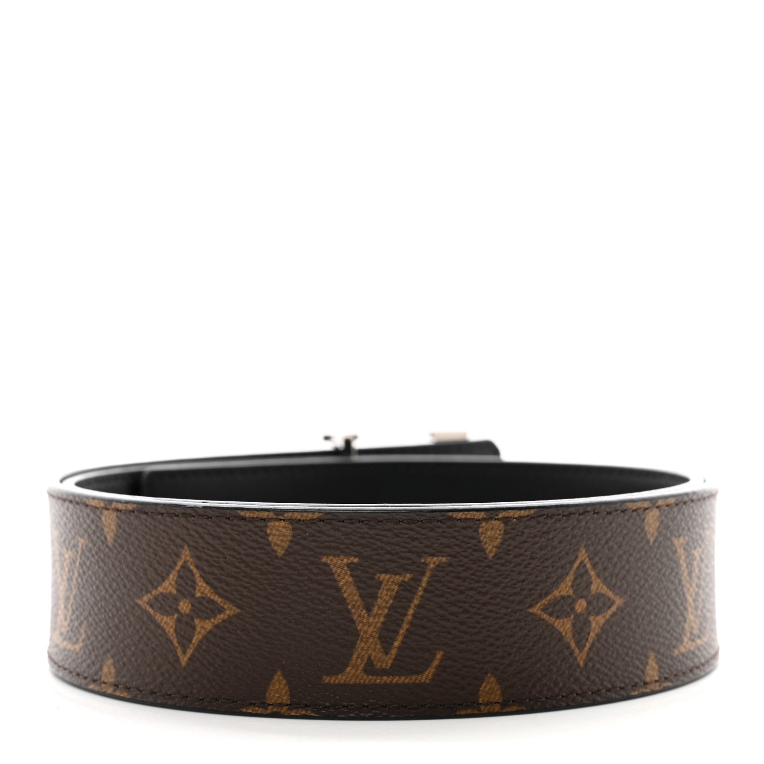 Louis Vuitton LOUIS VUITTON Calfskin Monogram 40mm LV Initiales Reversible Belt 85 34 Black 2 of 6