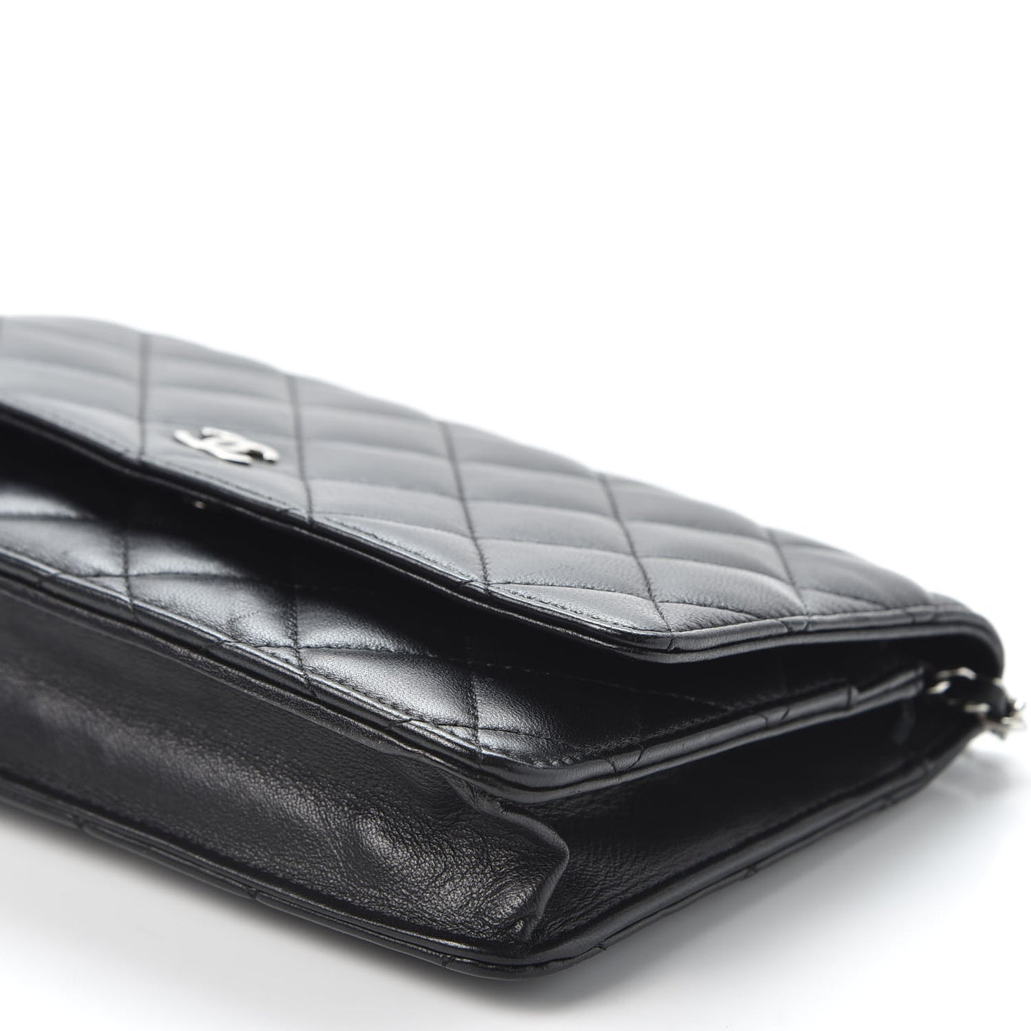 Lambskin Quilted Wallet On Chain WOC Black