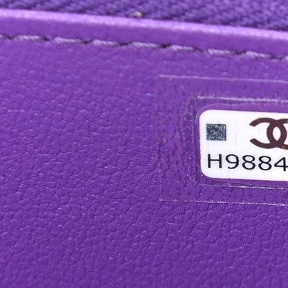 Chanel Lambskin Quilted Small Top Handle Vanity Case With Chain Purple 6 of 9