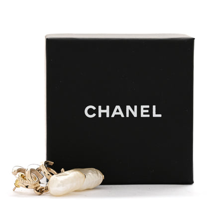 Chanel Pearl CC Heart Drop Earrings Gold 5 of 5