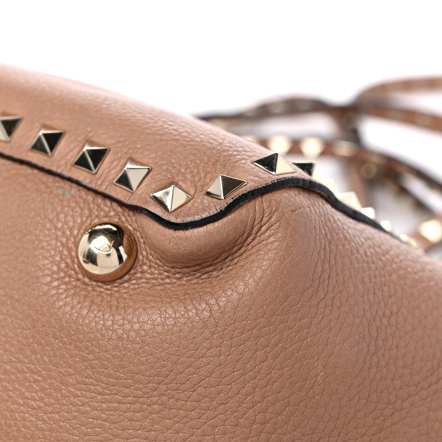 Grained Calfskin Small Rockstud Tote Skin Sorbet
