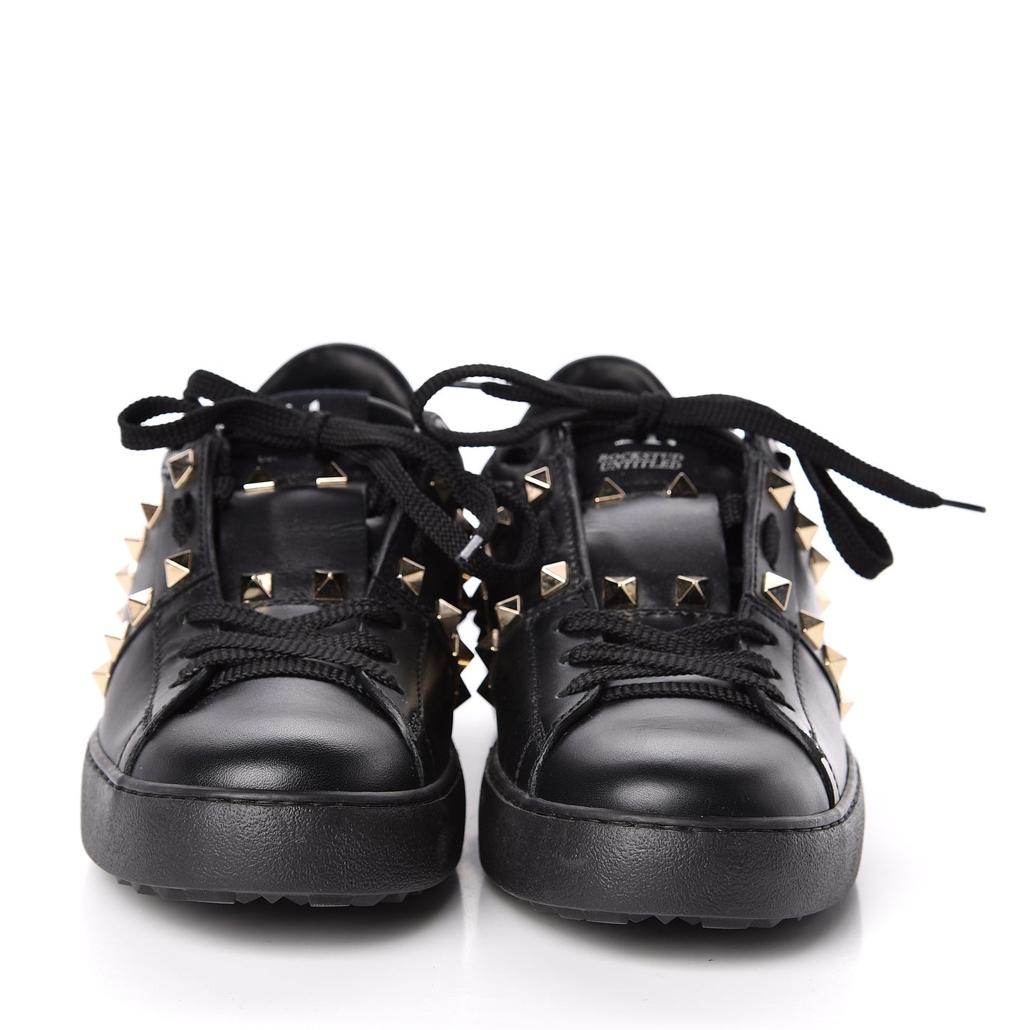 Calfskin Rockstud Untitled Open Sneakers size 37 Black