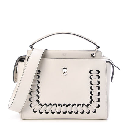 Fendi Vitello Baltico Dolce Shiny Nappa Lace Up DotCom Satchel White Parrot 1 of 20