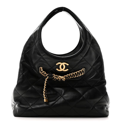 Chanel Shiny Lambskin Quilted CC Belt Shopping Bag Black 1 of 9